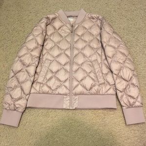 Dusty pink puffy bomber jacket